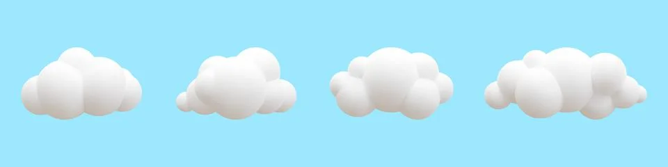 3d realistic clouds collection. Vector illustration. Illustrazione stock