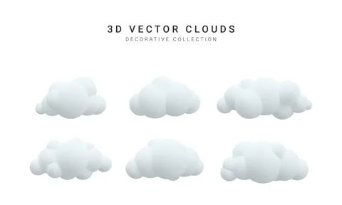 3d realistic clouds collection. Vector illustration. Illustrazione stock