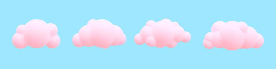 3d realistic clouds collection. Vector illustration. Illustrazione stock