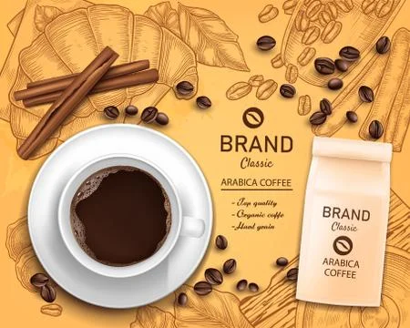3d realistic coffee cup, package concept Stock Illustration