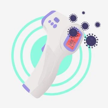 3d Realistic Contactless electronic thermometer for temperature measurement, red Stock Illustration