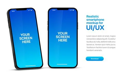 3D realistic different angles smartphone mockup with blank editable screen. Stock Illustration
