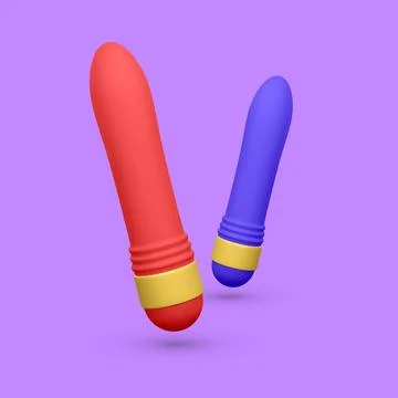 3d realistic dildos vibrator isolated on light background. Sex toys for sex s Stock-Illustration