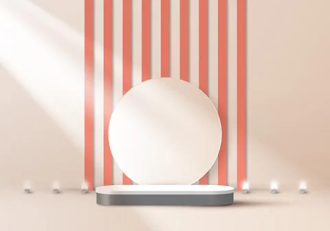 3D realistic elegant display white and gray pedestal podium Stock Illustration