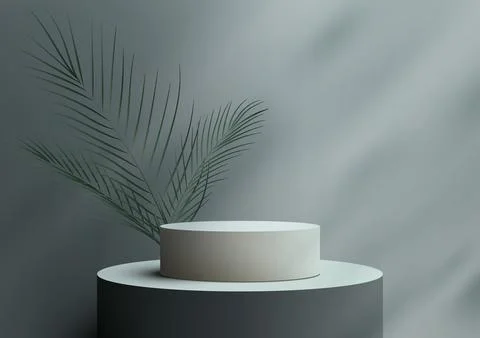 3D realistic empty black and white podium platform stand decoration with gr.. Stock Illustration