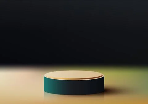 3D realistic empty black and beige podium platform on dark background moder.. Stock Illustration