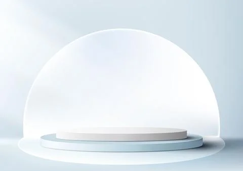 3D realistic empty blue and white podium cylinder shape product display wit.. Stock Illustration