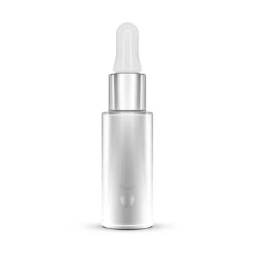 3D Realistic Empty Clear Dropper Bottle On White Background. Natural Aroma Oi Stock Illustration