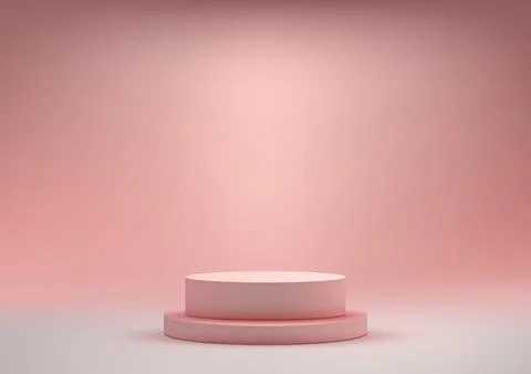 3D realistic empty pink podium stand pedestal on pink background Stock-Illustration