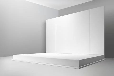 3d realistic empty stage with screen on show room background Ilustração Stock