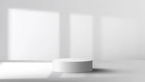 3D realistic empty studio room white cylinder podium stand Stock Illustration