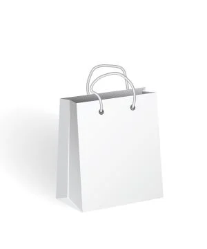 3d Realistic Empty white Paper Shopping Bag. Stock Illustration