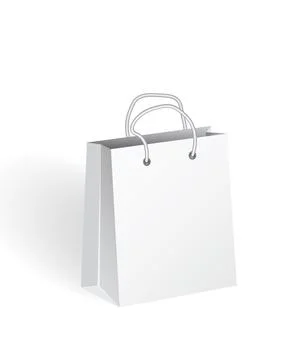 3d Realistic Empty white Paper Shopping Bag. Illustrazione stock