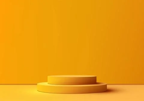 3D realistic empty yellow podium stand on yellow background Stock Illustration