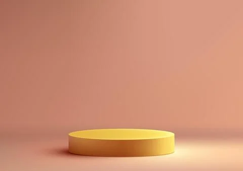 3D realistic empty yellow podium stand studio room background minimal style Stock Illustration