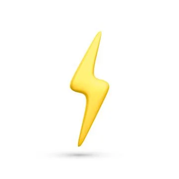 3d realistic flash lightning icon on white background. Vector illustration. Stock Illustration