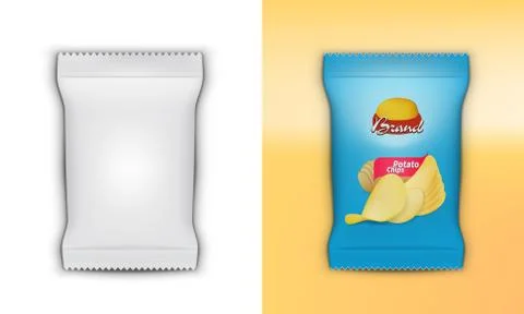 3D Realistic Foil Plastic Chips Pack Template Illustrazione stock