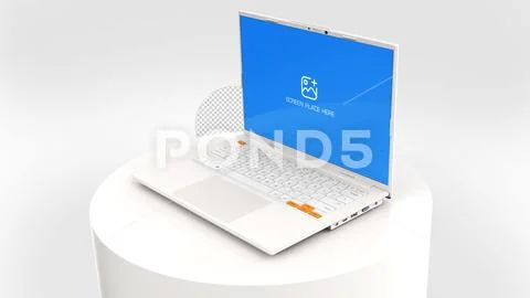 3D Realistic Generic Laptop Device Mockup With White Podium Modello PSD