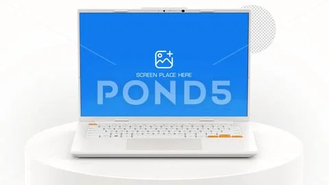 3D Realistic Generic Laptop Device Mockup With White Podium Modello PSD