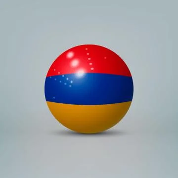 3d realistic glossy plastic ball or sphere with flag of Armenia Stockillustratie