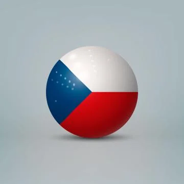 3d realistic glossy plastic ball or sphere with flag of Czech Republic Иллюстрация