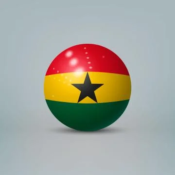 3d realistic glossy plastic ball or sphere with flag of Ghana Stockillustratie