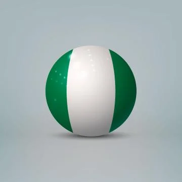 3d realistic glossy plastic ball or sphere with flag of Nigeria Illustration