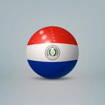 3d realistic glossy plastic ball or sphere with flag of Paraguay Illustrazione stock