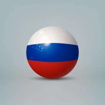 3d realistic glossy plastic ball or sphere with flag of Russia Stock-Illustration