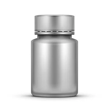 3D Realistic Glossy Plastic Pill Bottle Package Stock Illustration