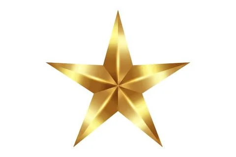 3D realistic golden Five Point Star Shape, luxury award symbol, isolated 스톡 일러스트