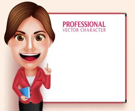 3D Realistic Good Looking Professional School Teacher Vector Stock Illustration