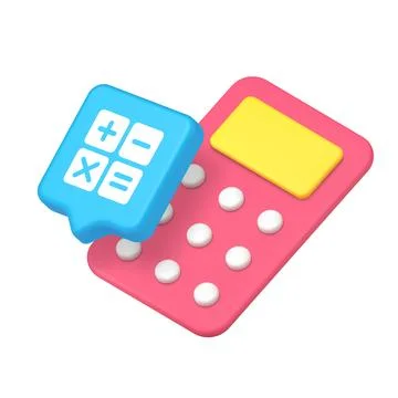 3d Realistic Icon Of Calculator With Math Symbols In Colorful Isometric Vec.. Stock Illustration