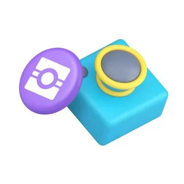 3d Realistic Icon Camera And Social Media Button For Photography And Sharin.. Stock Illustration