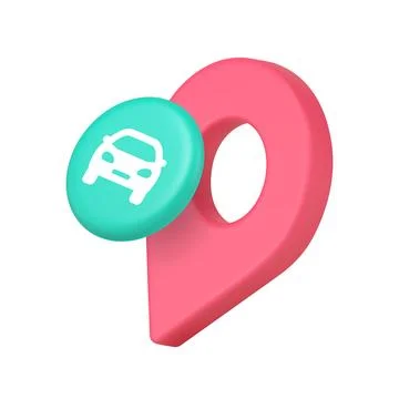 3d Realistic Icon Location Map Pin And Delivery Truck For Navigation Tracking Illustrazione stock
