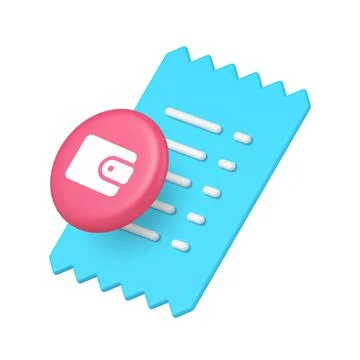 3d Realistic Icon Torn Check And Round Wallet For Financial Payment Banking Illustrazione stock
