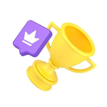 3d Realistic Icon Of Trophy Cup With Crown Symbol In Modern Isometric Vecto.. 스톡 일러스트