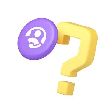 3d Realistic Icon Yellow Question Mark With Online Consultant Support Symbol Stock Illustration