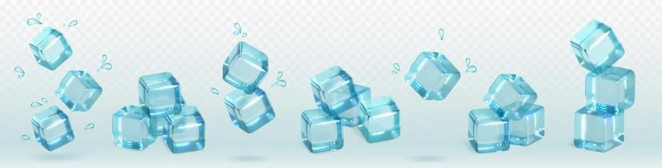3d realistic isolated ice cube cocktail vector Stock Illustration