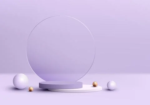 3D realistic luxury empty purple and white podium stand on purple backgroun.. Stock Illustration