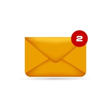 3D realistic mail notification. Two new messages pop up with notification Stock Illustration