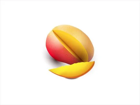 3d Realistic Mango Vector. Realistic Slice Ripe Mango Stock Illustration
