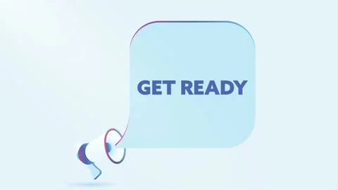 3d realistic megaphone with get ready speech bubble. Loudspeaker. Banner for Stockbeeldmateriaal 226797055