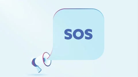 3d realistic megaphone with sos speech bubble. Loudspeaker. Banner for business Stock Footage 226797601