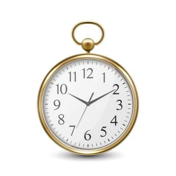3d Realistic Metal Golden Old Vintage Pocket Watch Icon Closeup Isolated on Illustrazione stock