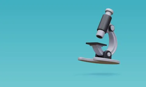 3d realistic microscope isolated on light background. Science, pharmaceutical Illustrazione stock