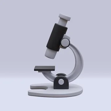 3d realistic microscope isolated on light background. Science, pharmaceutical Stock Illustration
