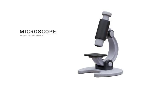 3d realistic microscope isolated on light background. Science, pharmaceutical Stock-Illustration