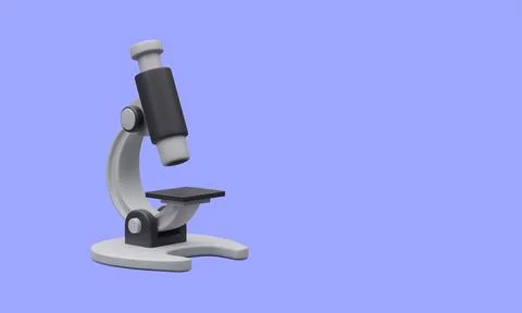 3d realistic microscope isolated on light background. Science, pharmaceutical Illustrazione stock