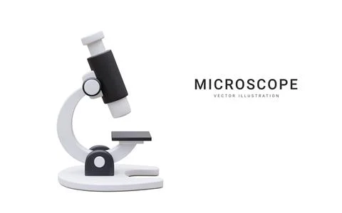 3d realistic microscope isolated on light background. Science, pharmaceutical Stock-Illustration